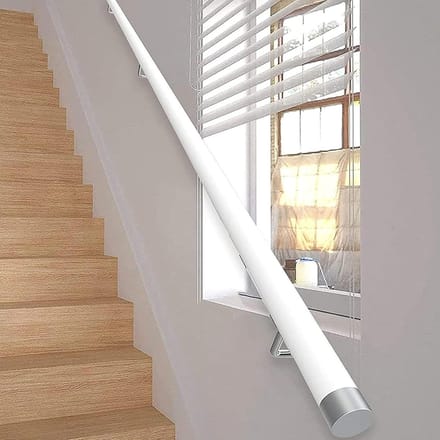 Houten trapleuning - Muurbevestiging leuning - Veilig traplopen - Massief hout design - 280 cm - Wit