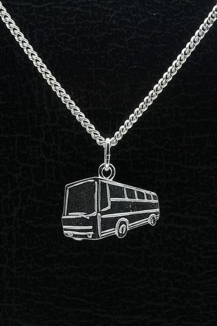 Zilveren Autobus ketting hanger - 1