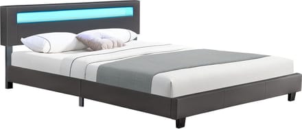 Gestoffeerd bed Paris - 160 x 200 cm - Donkergrijs - LED Verlichting