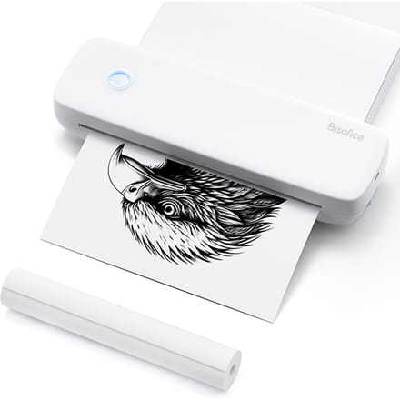 Bisofice A4 draagbare thermische transferprinter Draadloos en USB-verbinding Verbinding maken met mobiele computer wit