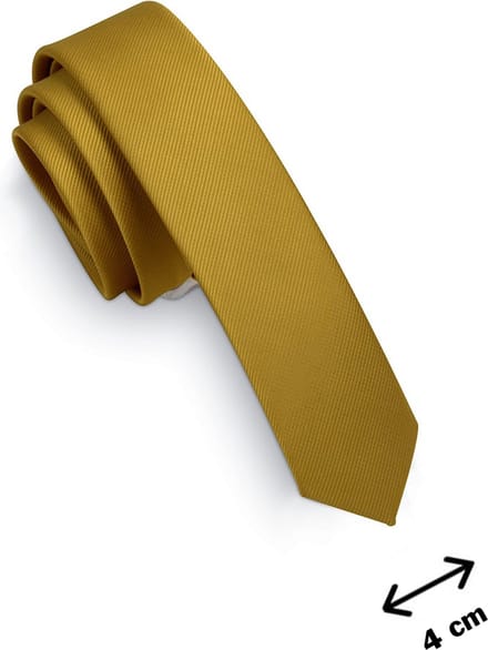 Sorprese Stropdas - Goud - Effen - Smal - 4 cm - Stropdassen voor heren - Cadeau