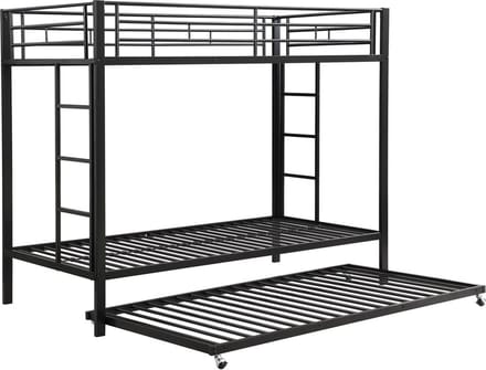 Stapelbed 90 x 200 cm met metalen frame jeugdbed met uitschuifbed