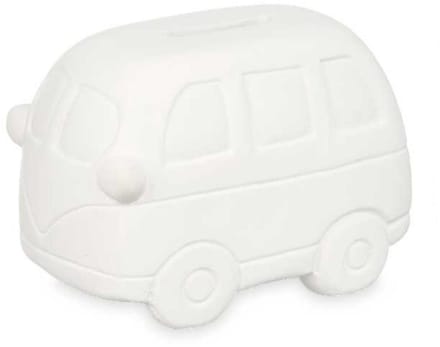 Pincello spaarpot keramiek busje 12,4 cm wit creatief speelgoed.