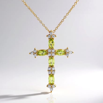 Chique peridot verguld zilveren ketting