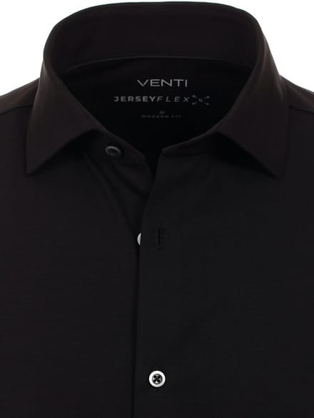Venti Jerseyflex Overhemd Zwart Modern Fit 123963800-800 - S