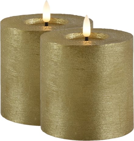 Countryfield Lyon LED kaarsen/stompkaarsen - 2x - goud - D10 x H10 cm - timer