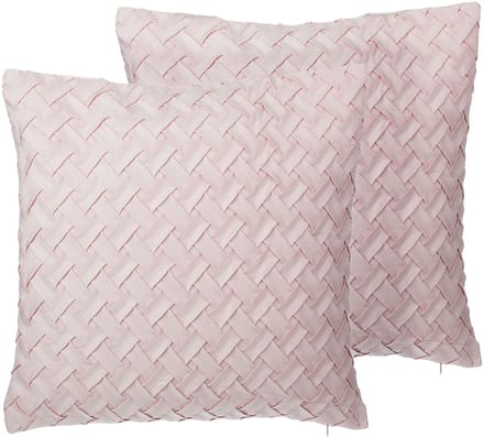 TITHONIA - Sierkussen set van 3 - Pastelroze - 45 x 45 cm - Polyester
