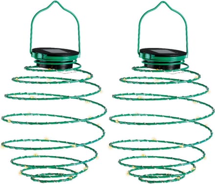 Lumineo Hanglamp - 2x - solar verlichting - groen - D16 cm - metaal - tuinverlichting