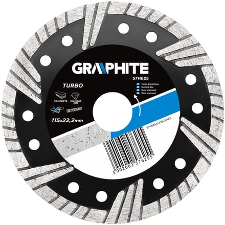 Graphite Serie - Diamentrkettingblad - Turbo - 115 mm - Voor Beton en Steen