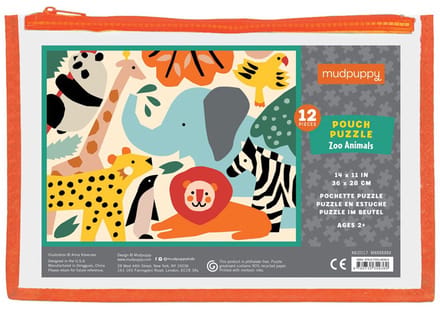 MUDPUPPY Puzzel - Zoo Animals - 36X28Cm - 12 Stukken - 2 Jaar