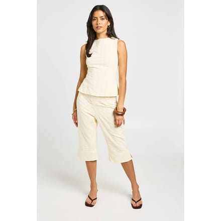 boohoo Dames Geweven Broderie Capri | Citroen | Maat: 34