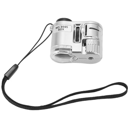 Mini Microscope de Poche 60X Loupe avec Lumière LED Microscope Portable avec Lampe UV de Détection de Billets pour Argent