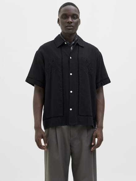 JACK&JONES - JORGREENWICH EMB SHIRT SS - Heren - Overhemden