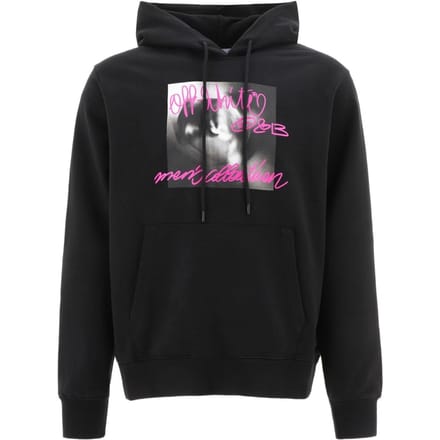 Gebroken witte tornado-type slim-fit zwarte hoodie
