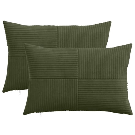 vidaXL - Kussensloop - 2 - pcs - ALMELO - Groen - 50 - x - 75 - cm - corduroy