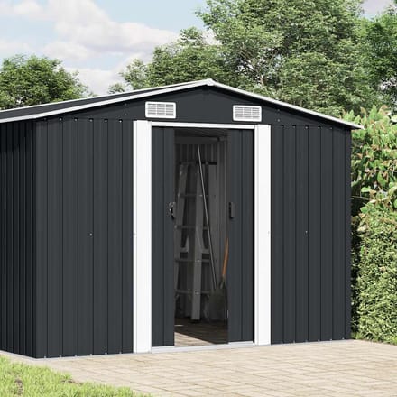vidaXL - Tuinschuur - 257x392x181 - cm - metaal - antracietkleurig