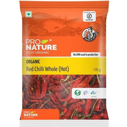 Pro Nature 100% Biologische Rode Peper Hele (Heet)100 gram yellow