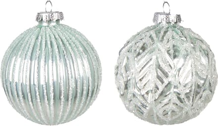 Clayre & Eef Kerstbal Set van 2 Overig Ø 8 cm Groen Glas Kerstballen