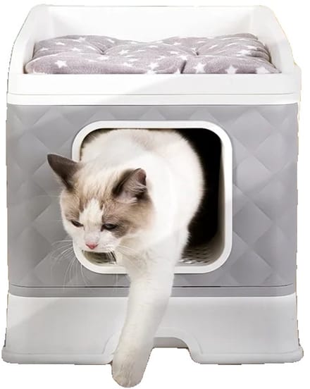 Kattenbak, Eenvoudig Schoonmaken, Gesloten Ontwerp, GRIJS