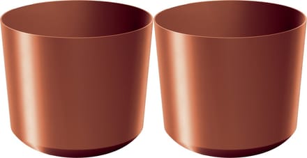 Prosperplast Plantenpot/bloempot Babylon - 2x - kunststof - buiten/binnen - koper - D18 x H18 cm
