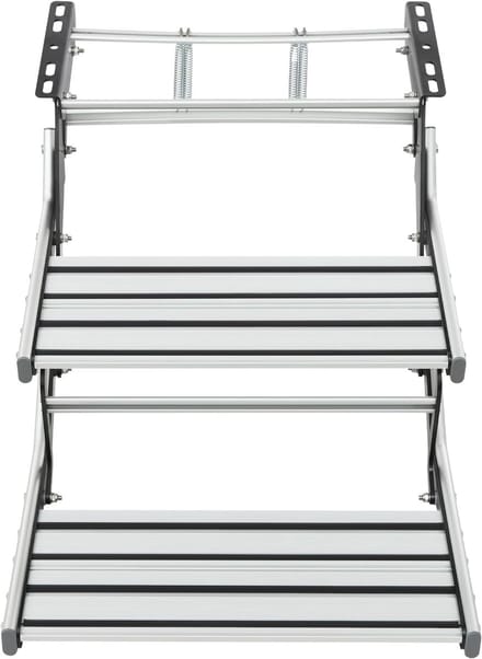 Campertreden Dubbel - Caravan Instap - Veilig Instappen - Antislip Rubber - 55 cm Lengte - Zilver Zwart