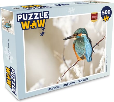 Puzzel IJsvogel - Sneeuw - Takken - Legpuzzel - Puzzel 500 stukjes