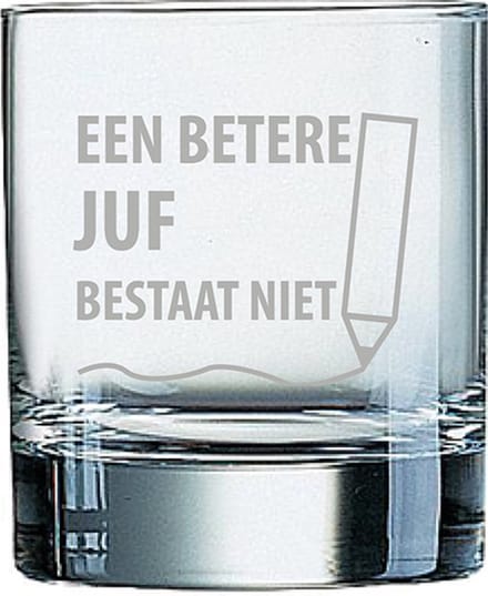 Gegraveerde Whiskeyglas 20cl een betere juf bestaat niet