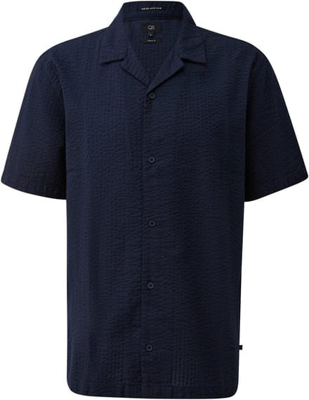 Seersucker Coton Overhemd met Revers QS