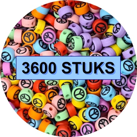 Fako Bijoux® - Peace Kralen Bulk - Acryl - 7mm - Sieraden Maken - 3600 Stuks - Mix