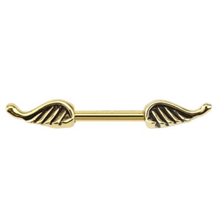 Tepelpiercing engelenvleugel 1.6x10 - goud - LMPiercings