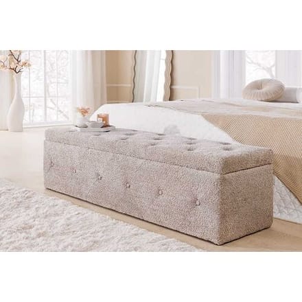 Opbergbank champagne beige bouclé 140 cm