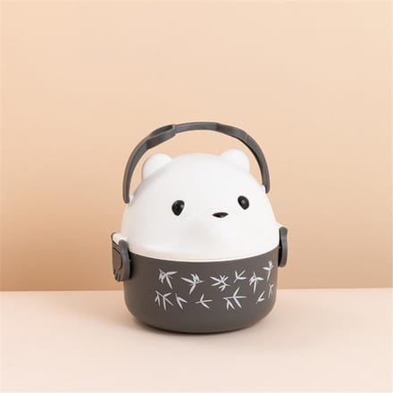 Boîte à bento empilable portable mignonne boîte à lunch pour enfants boîte à lunch à double couche contenant de stockage de nourriture boîte à bento thermique pour lunettes ours white