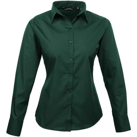 Premier Dames/Dames Popeline Blouse met Lange Mouwen (Fles groen)