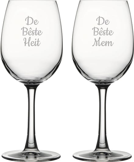 Gegraveerde witte wijnglas 36cl De Bêste Mem-De Bêste Heit