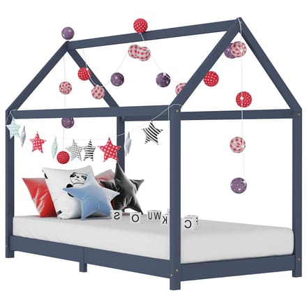 vidaXL - Kinderbedframe - massief - grenenhout - grijs - 90x200 - cm