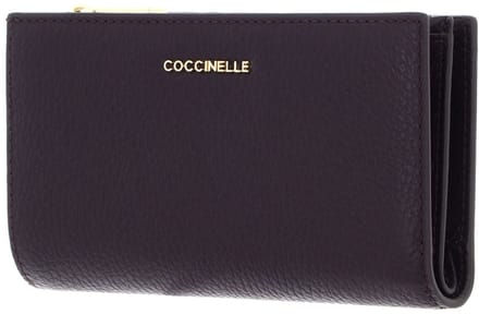 COCCINELLE Leren portemonnee Metallic Soft Wallet Prune donkerpaars
