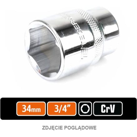 Dopsleutel 3/4" 34 mm zeskant CRV staal - TEGER T-W-KNS510