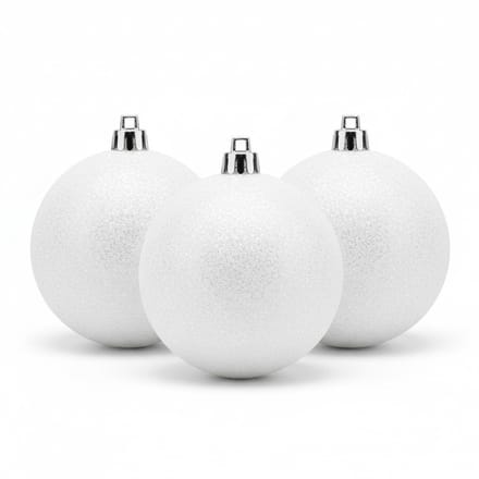 Cosy & Trendy Kerstballen - 6x stuks - wit - glitters - D8 cm - kunststof - kerstversiering