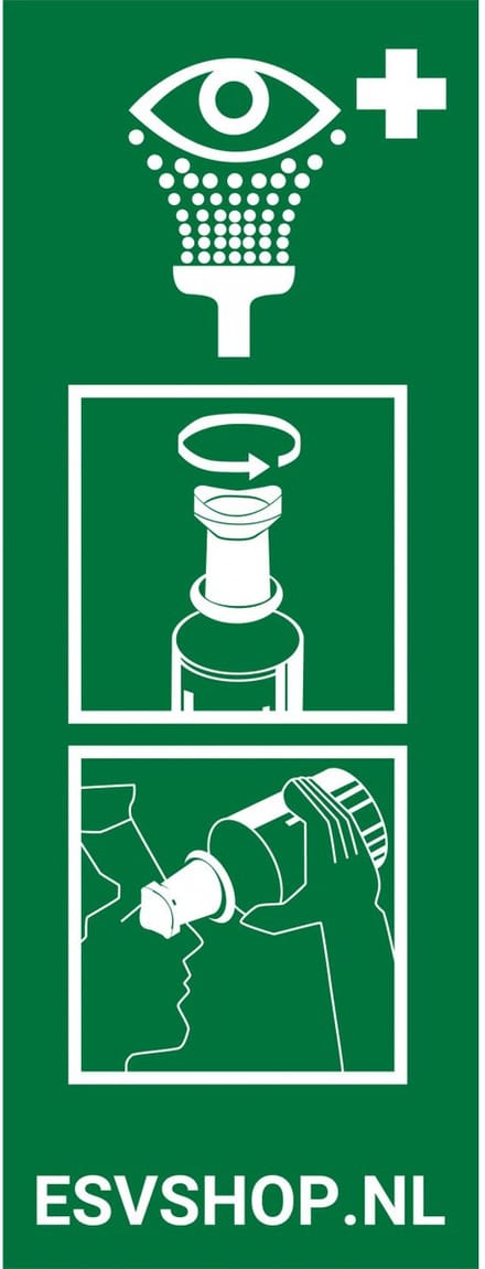 Instructie bord voor oogspoeling - kunststof - 200 x 75 mm