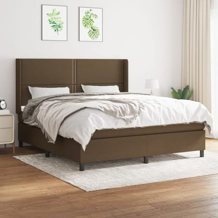 vidaXL - Boxspring - met - matras - stof - donkerbruin - 180x200 - cm