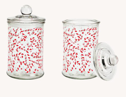 Voorraadpot zuurstokmotief van glas transparant, (B/H/D) 10x19x10cm 600ml
