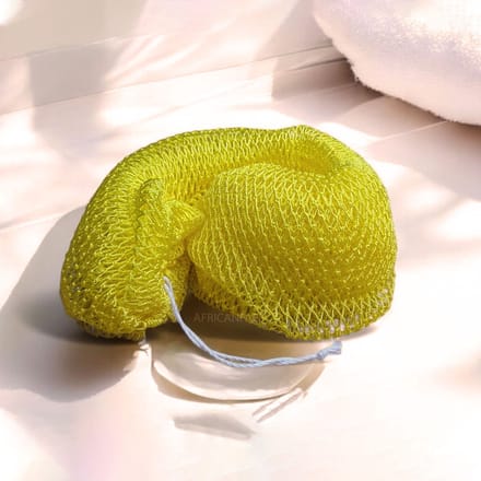 AfricanFabs® Afrikaanse spons / net sponge - traditionele SAPO spons / Ghanese scrub spons - Geel