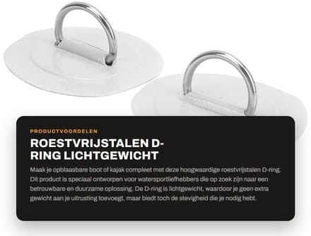 Dailygoods- D-ring Lichtgewicht Roestvrij staal - D-ringen - D-ringgesp - D-ringkussen - Opblaasbare boot - Kajak - Bevestigingsring