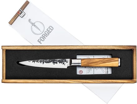 Forged Olive Universeel keukenmes 13cm - Olijfhout - In Houten Giftbox