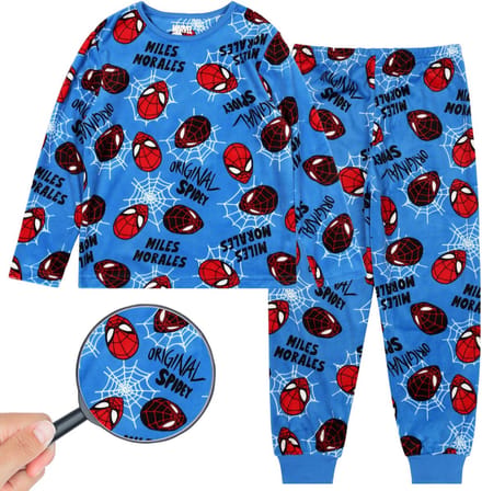 Spider-Man Marvel Blauwe fleece jongenspyjama, warm, lange mouw