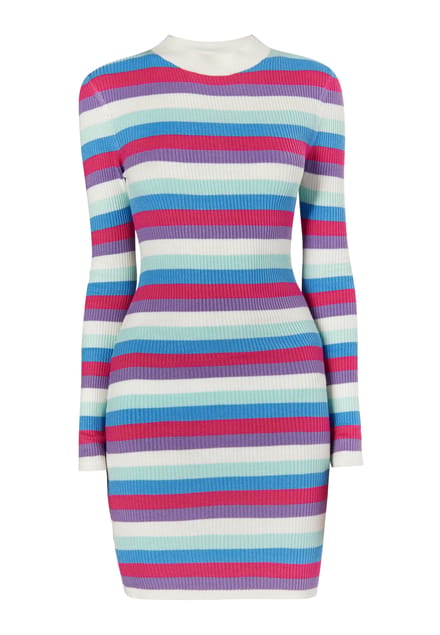 Mymo Gebreide jurk Dames Wol Wit Veelkleurig