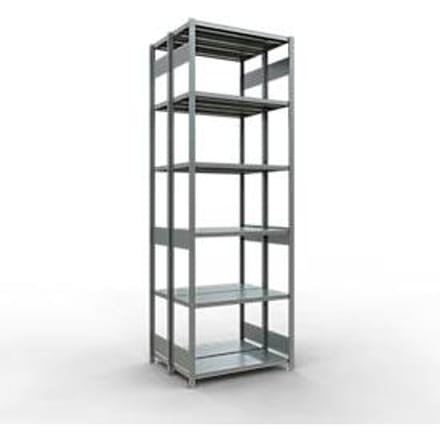 SCHULTE Lagertechnik - Dubbele basisrekken MULTIPlus250 insteeksysteem - 3000x1000x(2x400) mm, 14 legborden, gegalvaniseerd