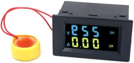 Dubbel Display Voltmeter - Ampèremeter Meter - Spanning Meten - Hoge Nauwkeurigheid - AC80-500V - Zwart