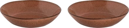 Palmer - Bord diep - Pastabord - Rustique - 21 cm - Roze - Stoneware - Bordenset - 2 stuks