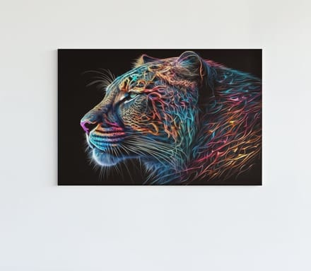 Canvas Schilderij - Wilde Dier - Dieren - Luipaard - Kleurrijk - 90x60x2 cm